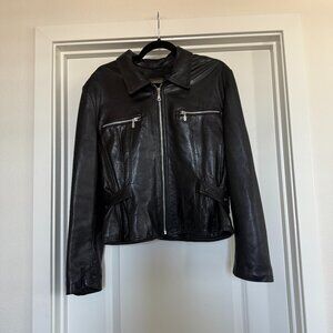 Vintage 90s Genuine Leather Boxy Jacket Laurence Roy sz Large Classic